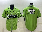 Men's Seattle Seahawks Green Team Big Logo With Patch Cool Base Stitched Baseball Jersey,baseball caps,new era cap wholesale,wholesale hats